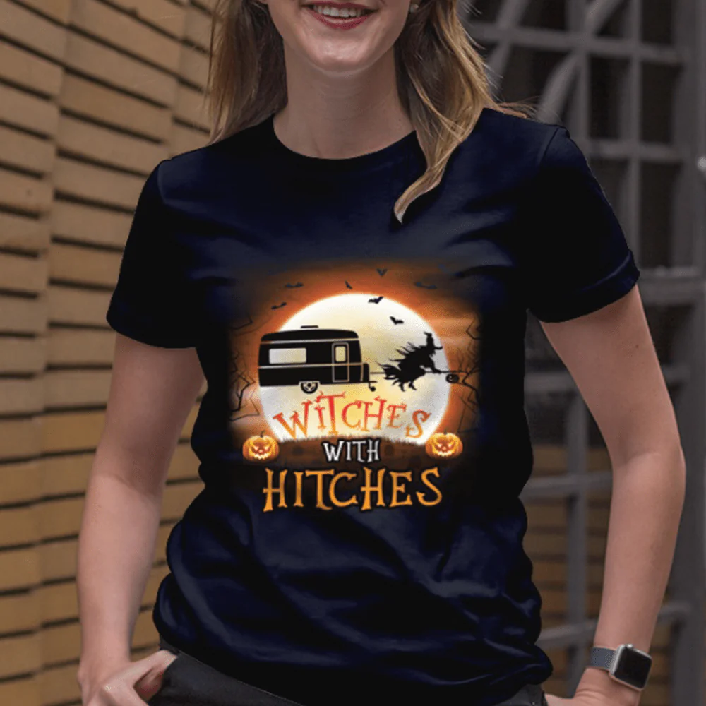 Witches With Hitches Halloween RV Camping Moon Shirt - Image 3
