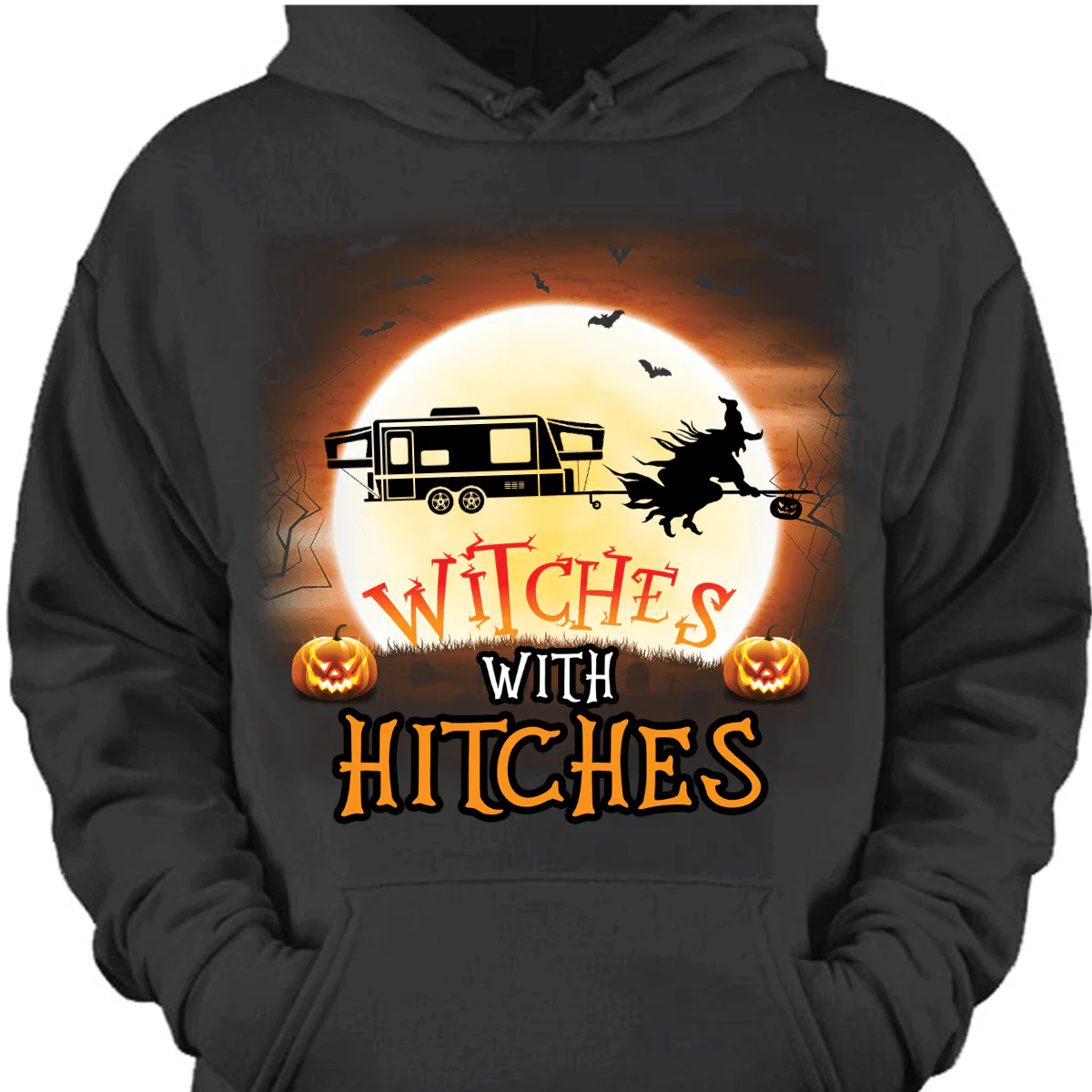 Witches With Hitches Halloween RV Camping Moon Shirt - Image 4