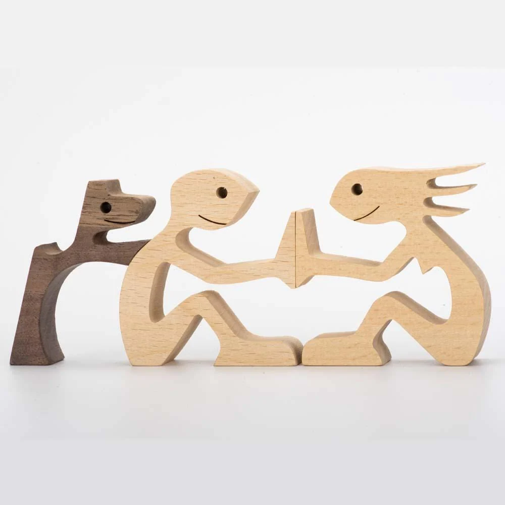 Woman And Her Fur-Friend - Gift For Pet Lovers Wood Sculpture T286 HN590 - Image 5
