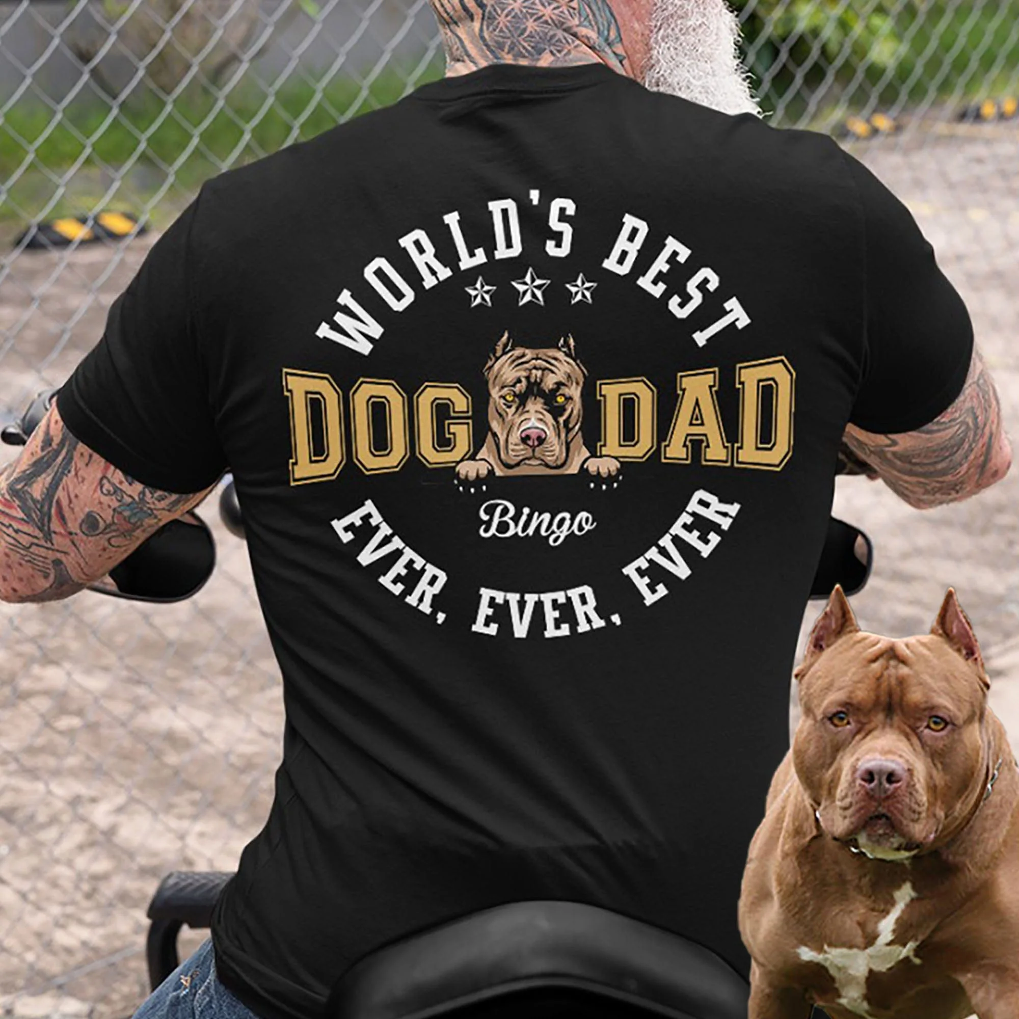 Worlds Best Dog Dad Personalized Custom Dog Backside Shirt C424