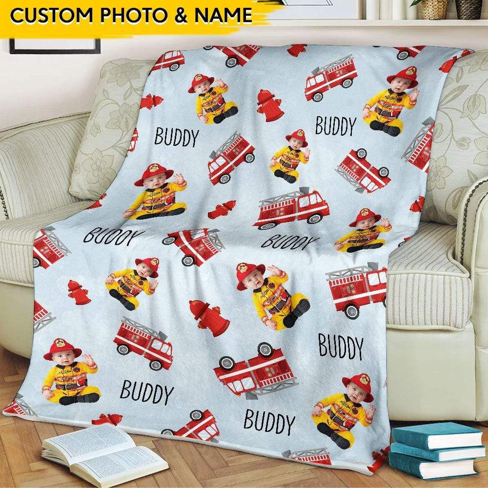 Upload Photo Baby Firefighter Blanket HN590 - Image 2
