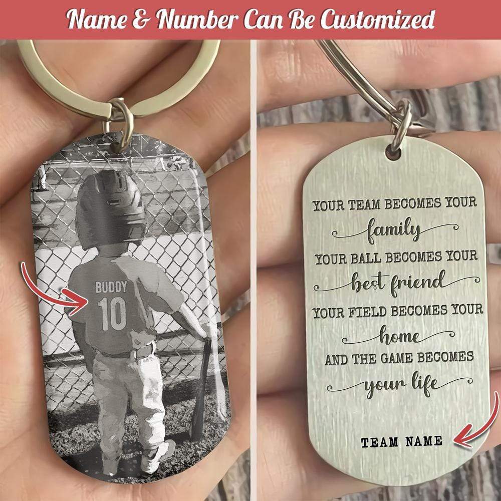 Your Team Become Yours Family Baseball Metal Keychain, HN590 - Image 3