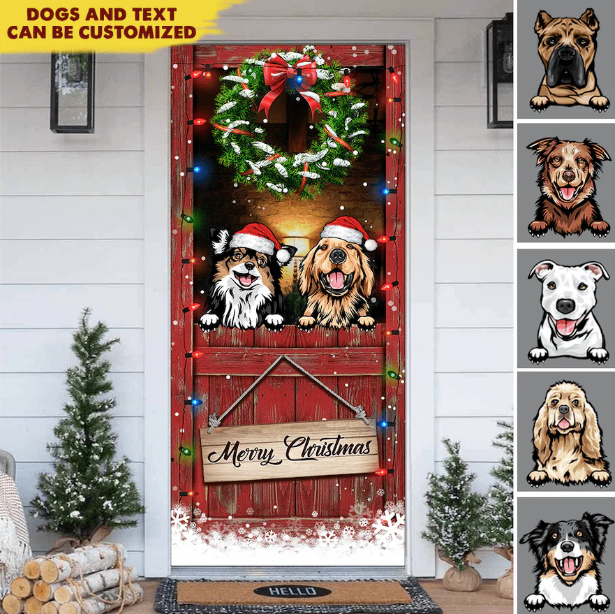 Merry Christmas Dog Door Cover HN590