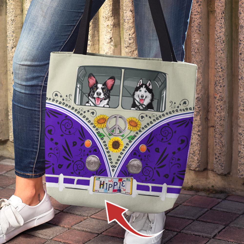 Upload Photo Dog Tote Bag For Hippie, Dog Lover Gift HN590 - Image 3