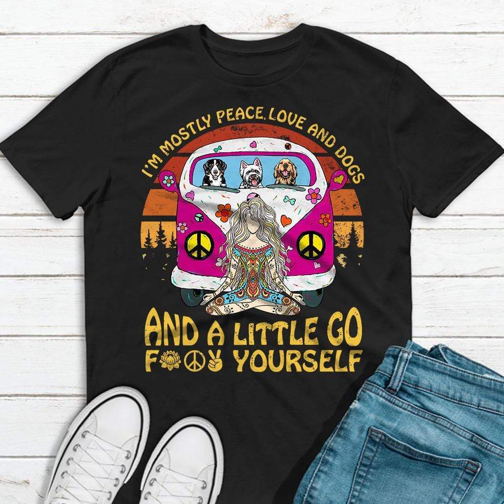 Im Mostly Peace Love And Dog Shirt HN590 - Image 3
