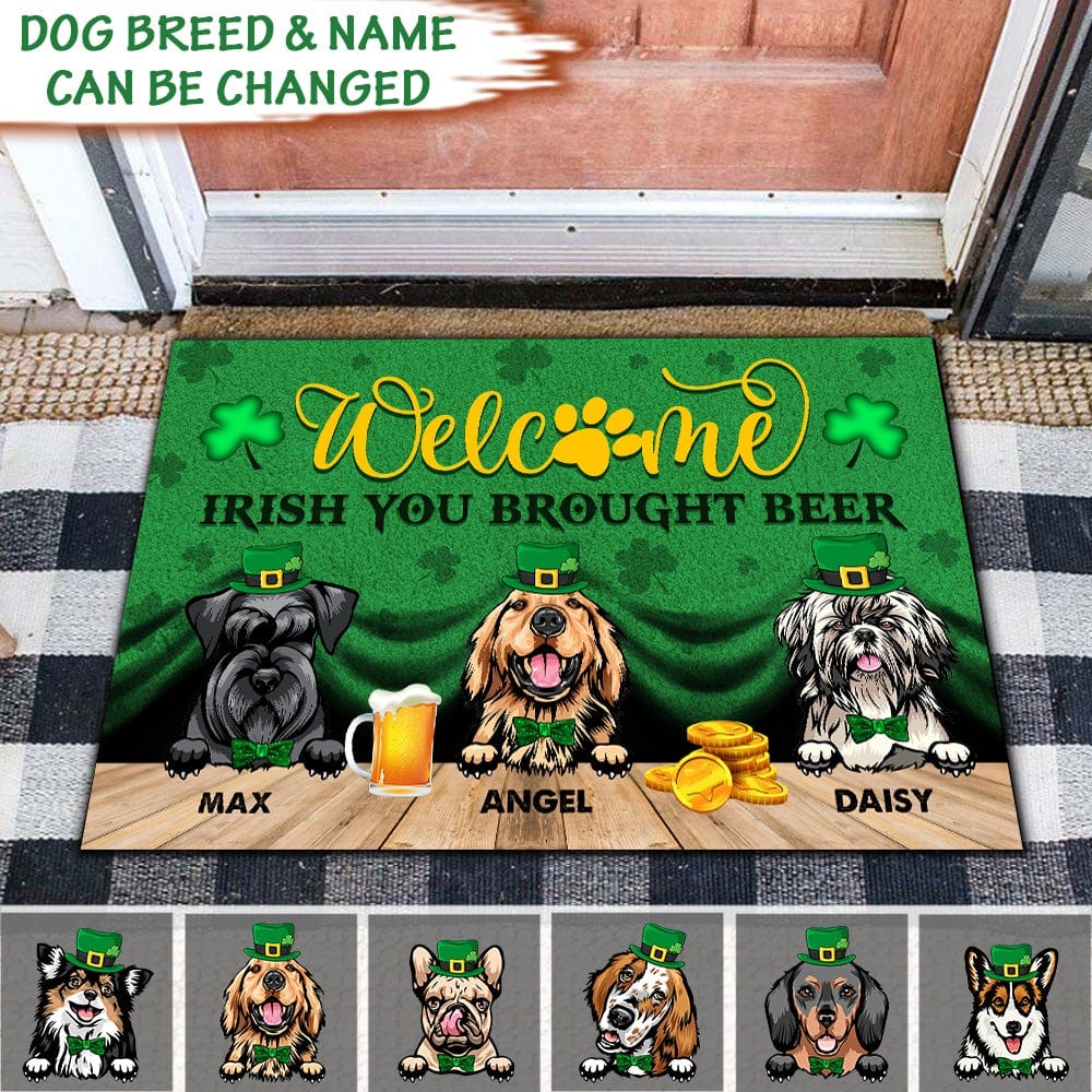 Welcome Irish You Brought Beer Dog St.Patrick's Day Doormat HN590