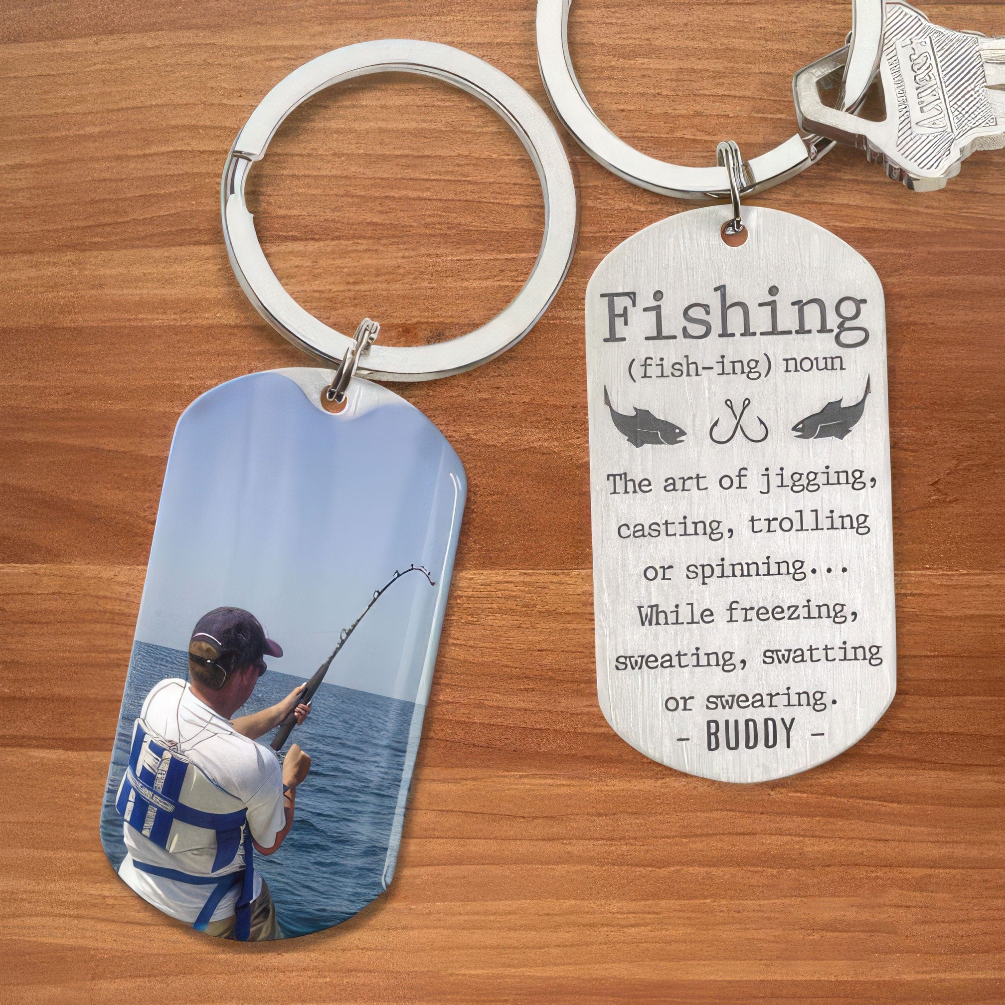 "Fishing (fish-ing)noun" Fishing Outdoor Metal Keychain HN590 - Image 2