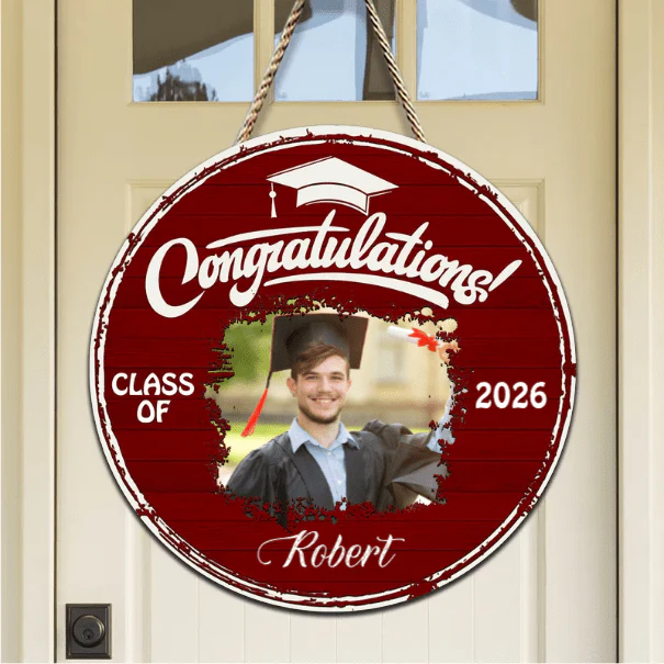 Upload Photo Graduation Wooden Door Sign 892369
