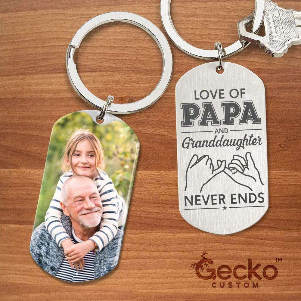 Love Of Papa And Grand Daughter Family Metal Keychain HN590 - Image 2