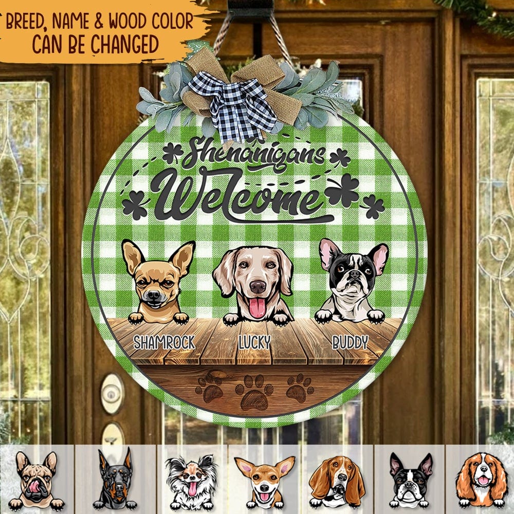 Shenanigans Welcome St.Patrick's Day Dog Wooden Door Sign With Wreath  HN590 - Image 5
