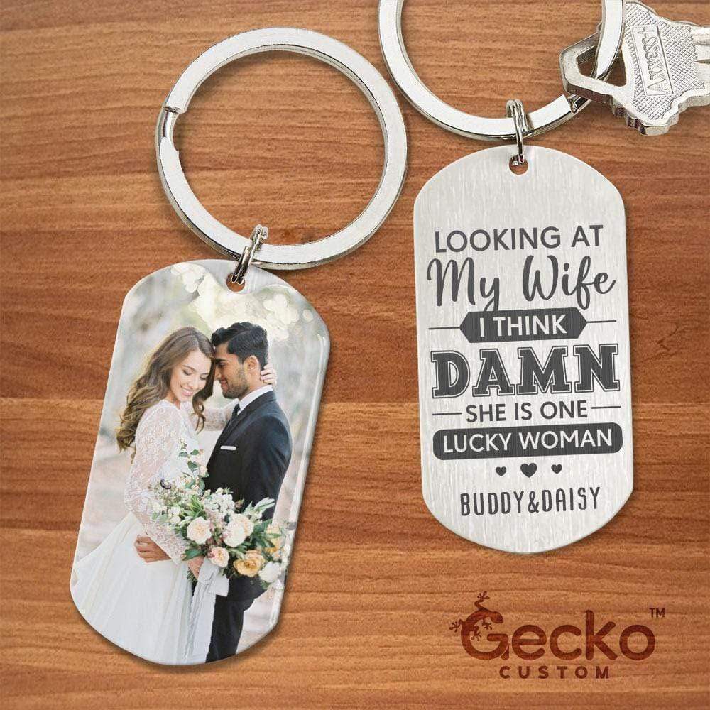 She Is One Lucky Woman Valentine Metal Keychain HN590 - Image 2