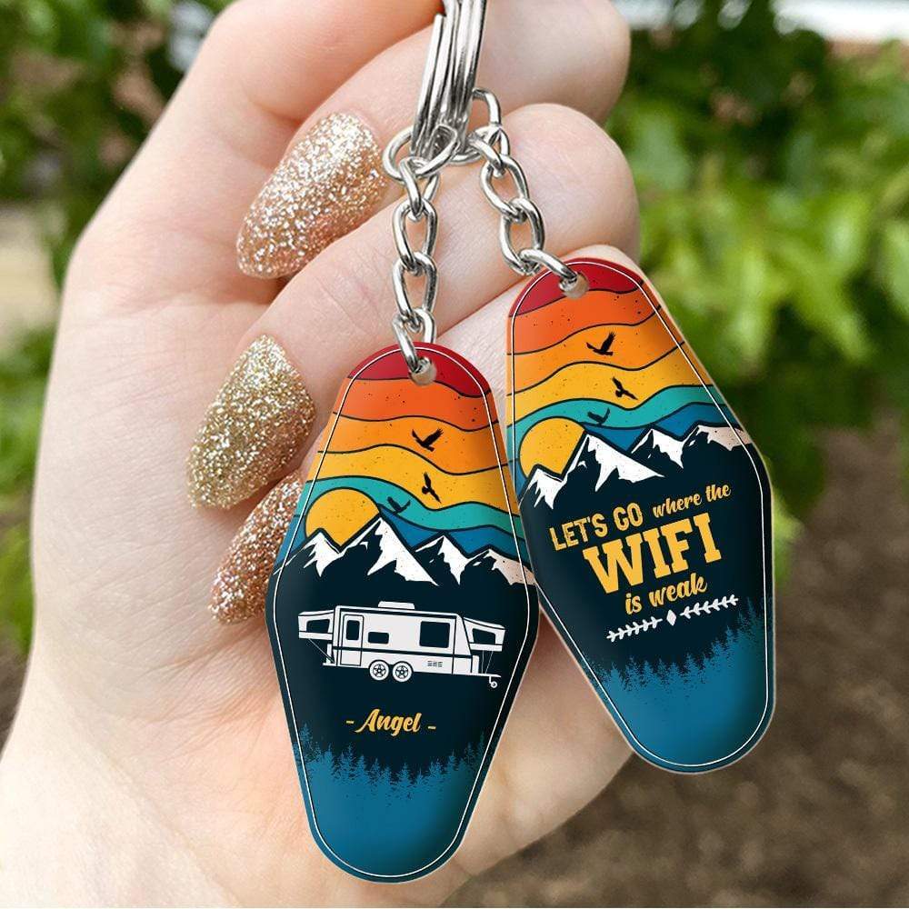 Retro Sunset Camping Keychain, Custom RV Camping HN590 - Image 2