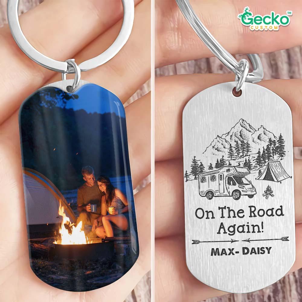 On The Road Again Camping Metal Keychain HN590
