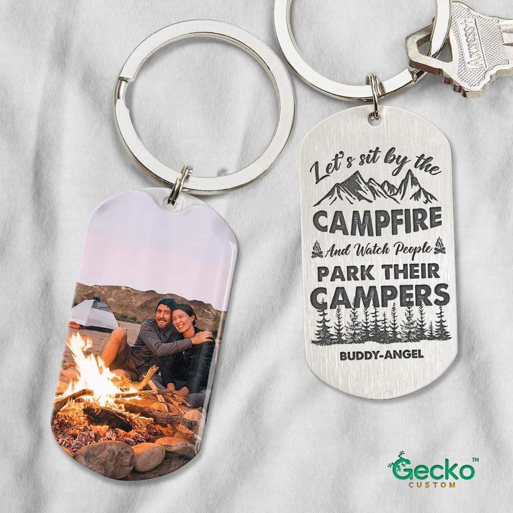 Let's Sit By The Campfire Camping Metal Keychain HN590 - Image 2