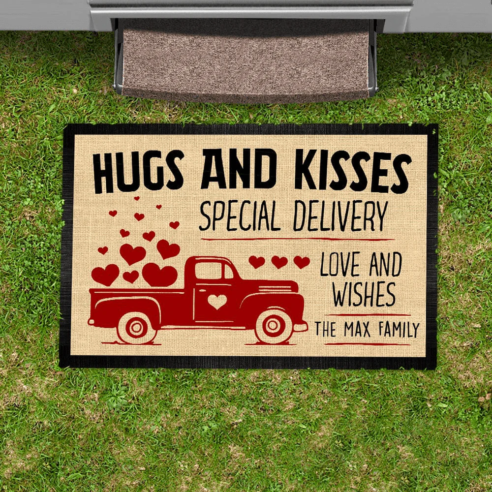 Hugs And Kisses Special Delivery Couple Doormat HN590 - Image 2