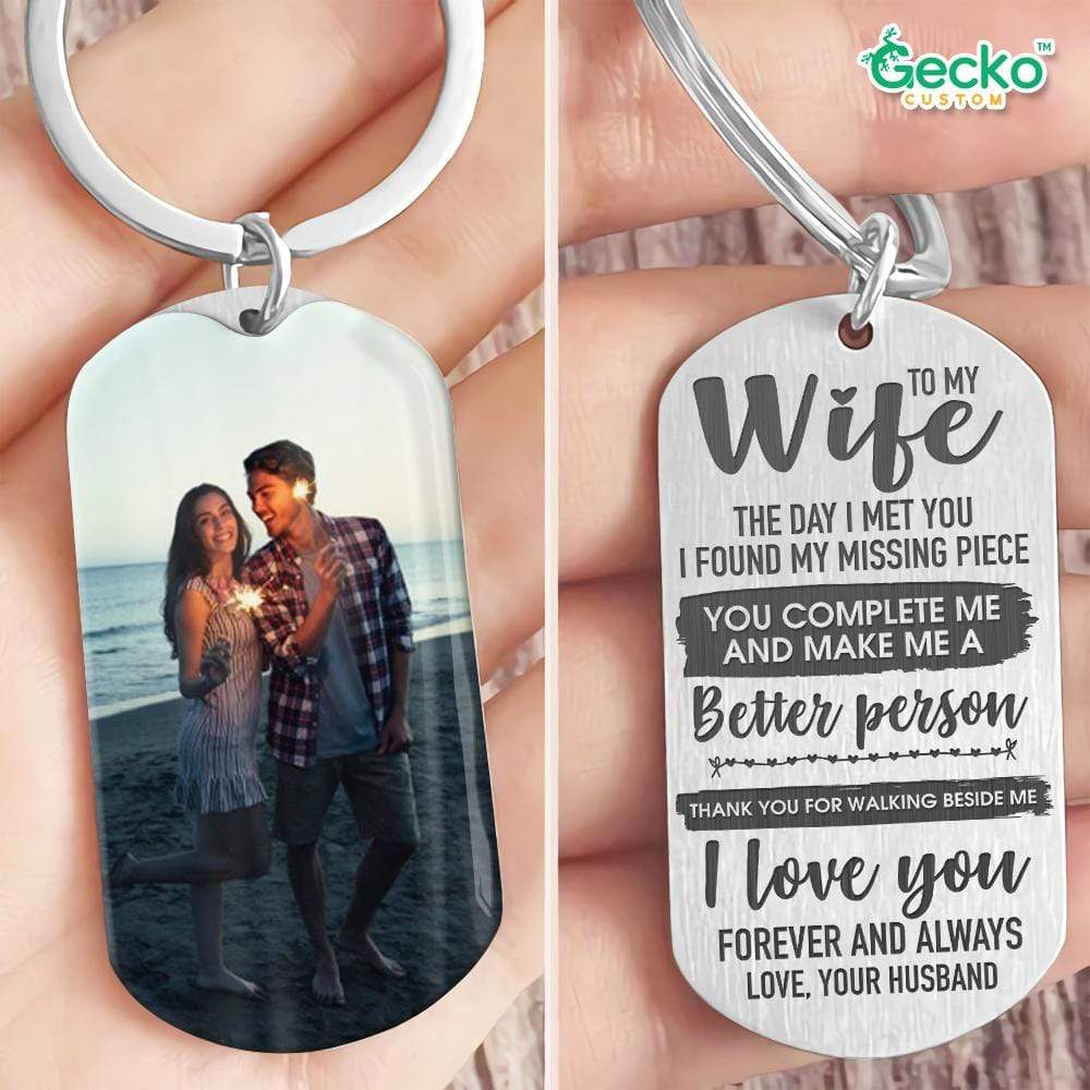 The Day I Met You I Found My Missing Piece Couple Metal Keychain HN590