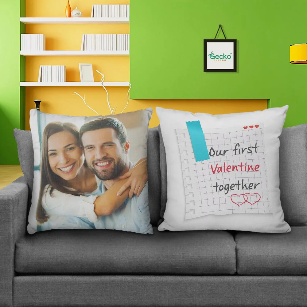 Our First Valentine Together Couple Throw Pillow, Valentine Gift HN590 - Image 2