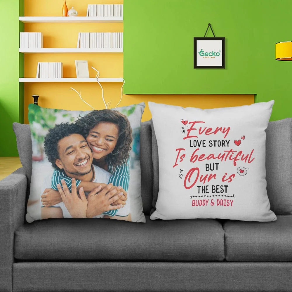 Every Love Story Is Beautiful Couple Throw Pillow HN590 - Image 2