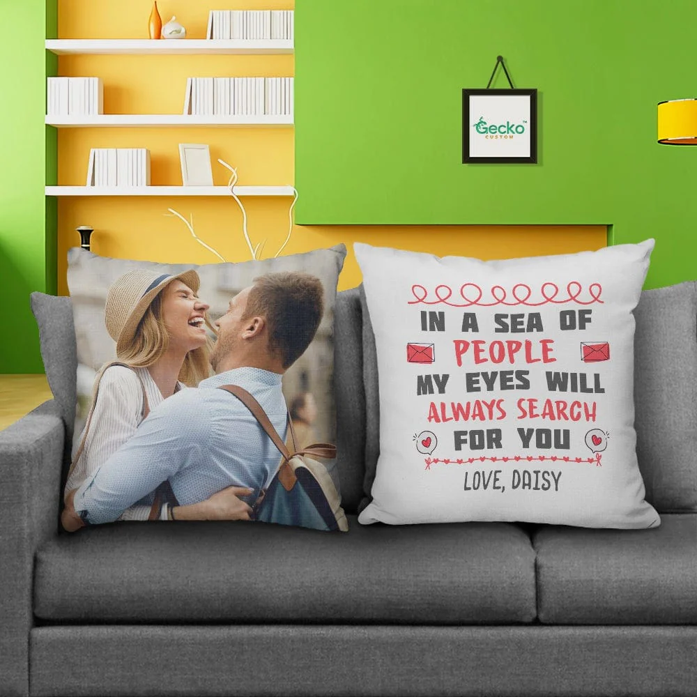 In A Sea Of People My Eyes Couple Throw Pillow HN590 - Image 2