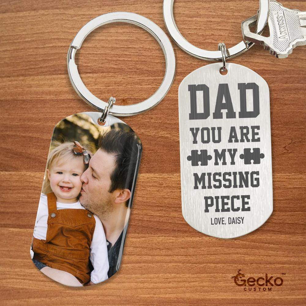 Dad You Are My Missing Piece Dad Metal Keychain HN590 - Image 2