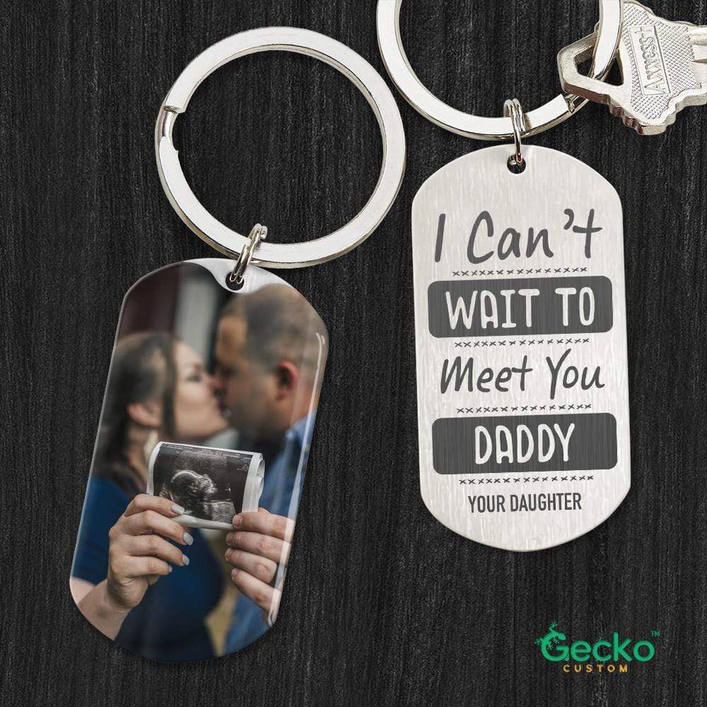 I Can't Wait To Meet You Dad Metal Keychain HN590 - Image 2