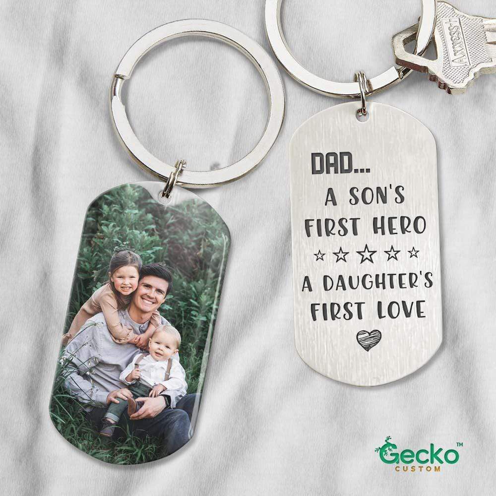 A Son's First Hero A Daughter's First Love Dad Metal Keychain 890777 - Image 2