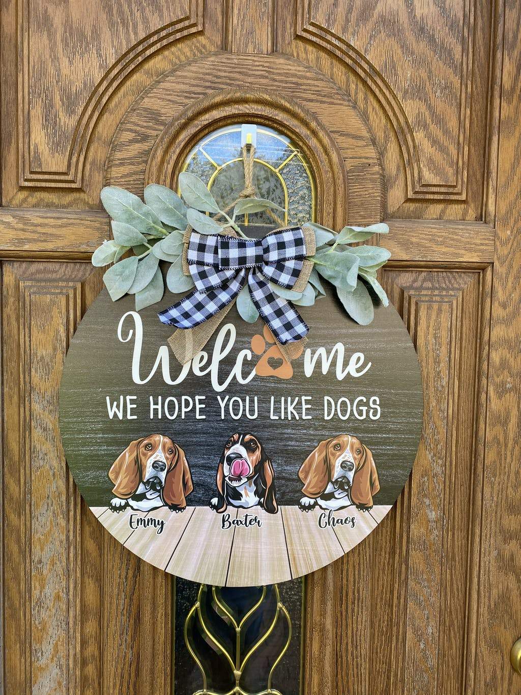 Welcome We Hope You Like Dog Wood Door Sign, Front Door Wreath, N369 889546 - Image 4