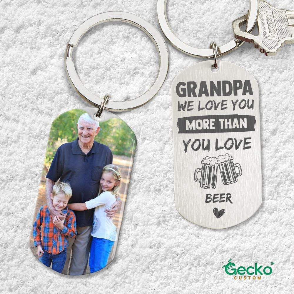 Grandpa We Love You More Than You Love Family Metal Keychain HN590 - Image 2