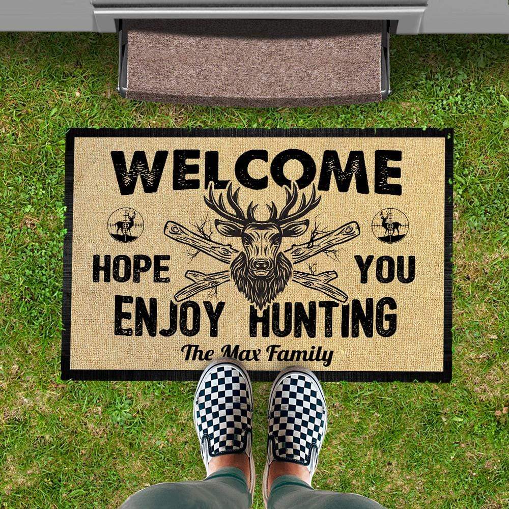 Welcome Hope You Enjoy Hunting Doormat, Welcome Mats, Gift For Hunting Lovers HN590