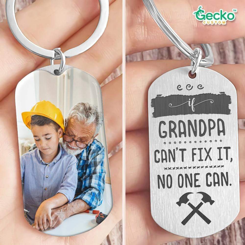 If Grandpa Can't Fix It, No One Can Family Metal Keychain HN590