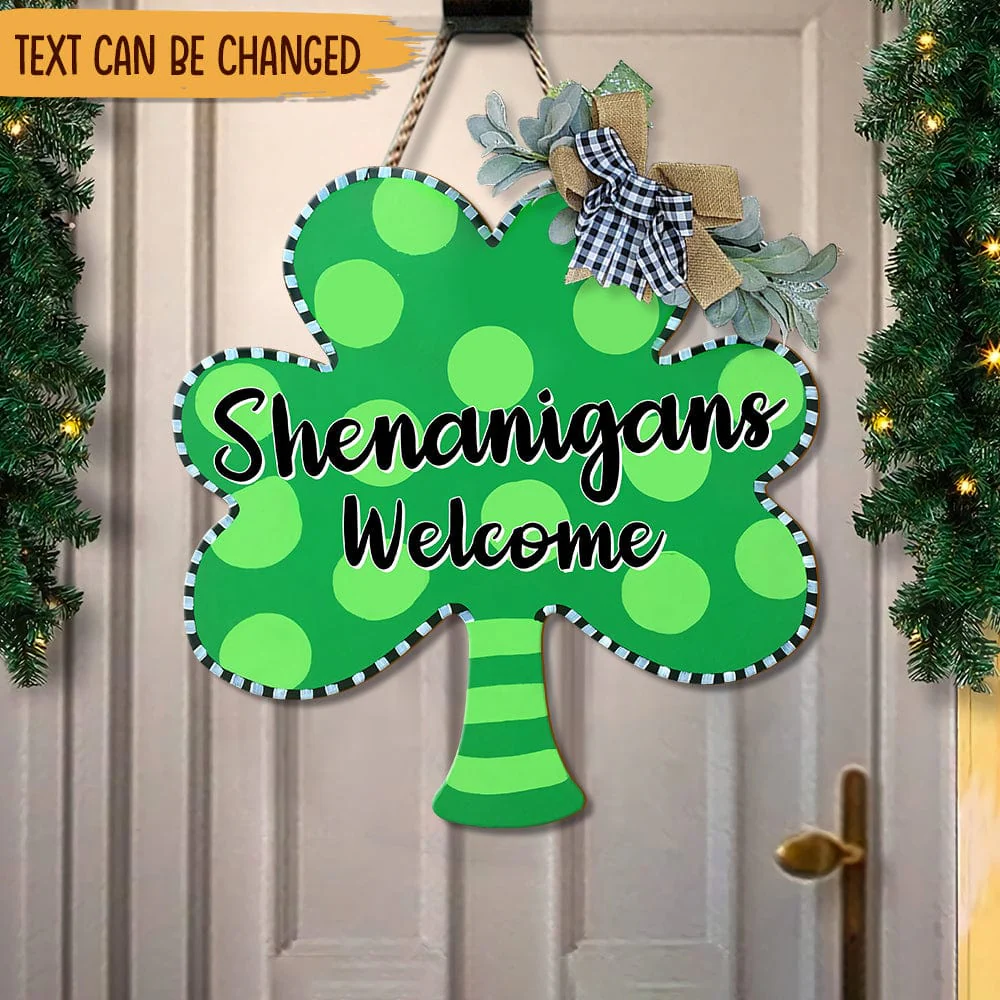 Happy St. Patrick's Day Wooden Door Sign, Shamrock Wreath HN590 - Image 3