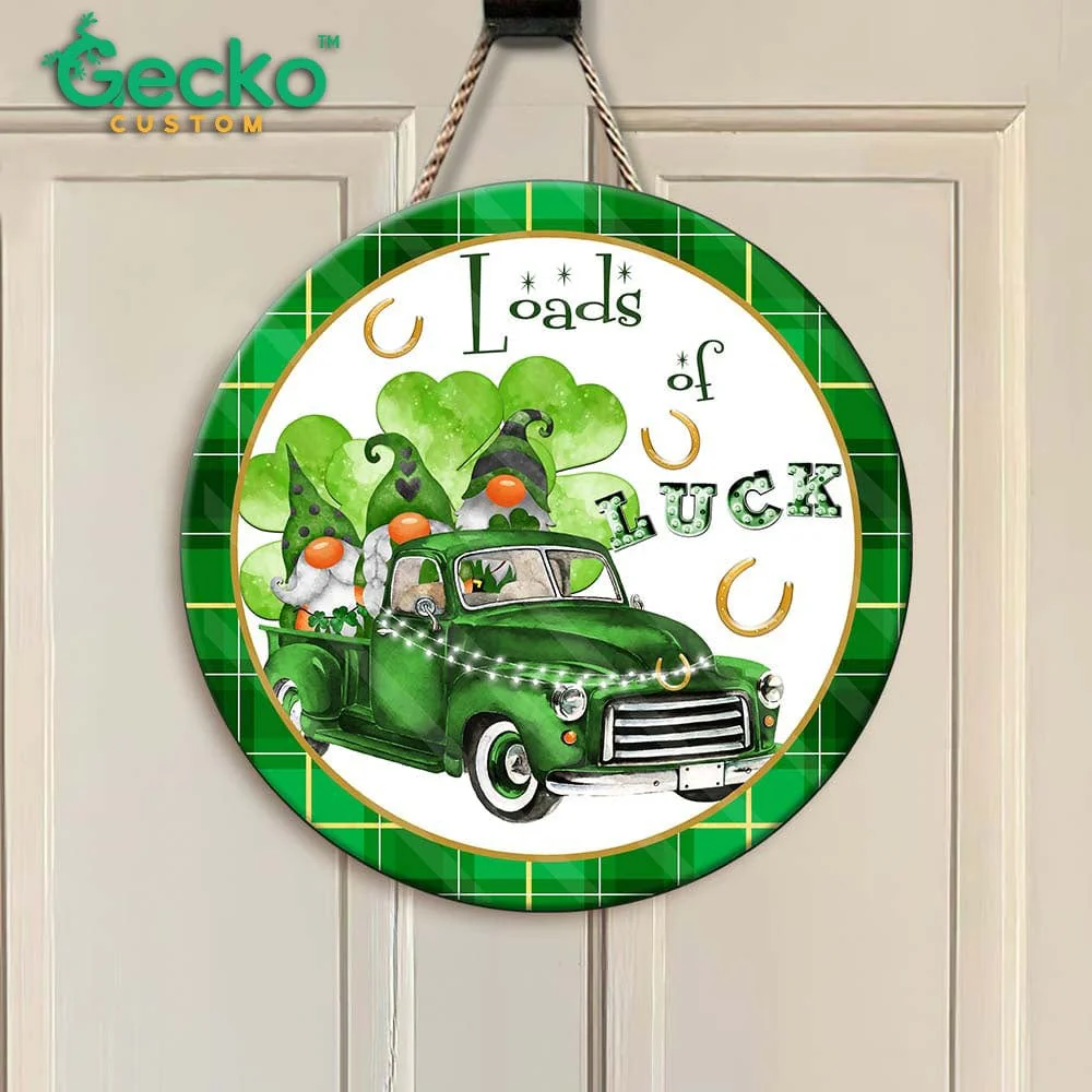 Loads of Luck Wood Door Sign, Green Gnome HN590 - Image 3